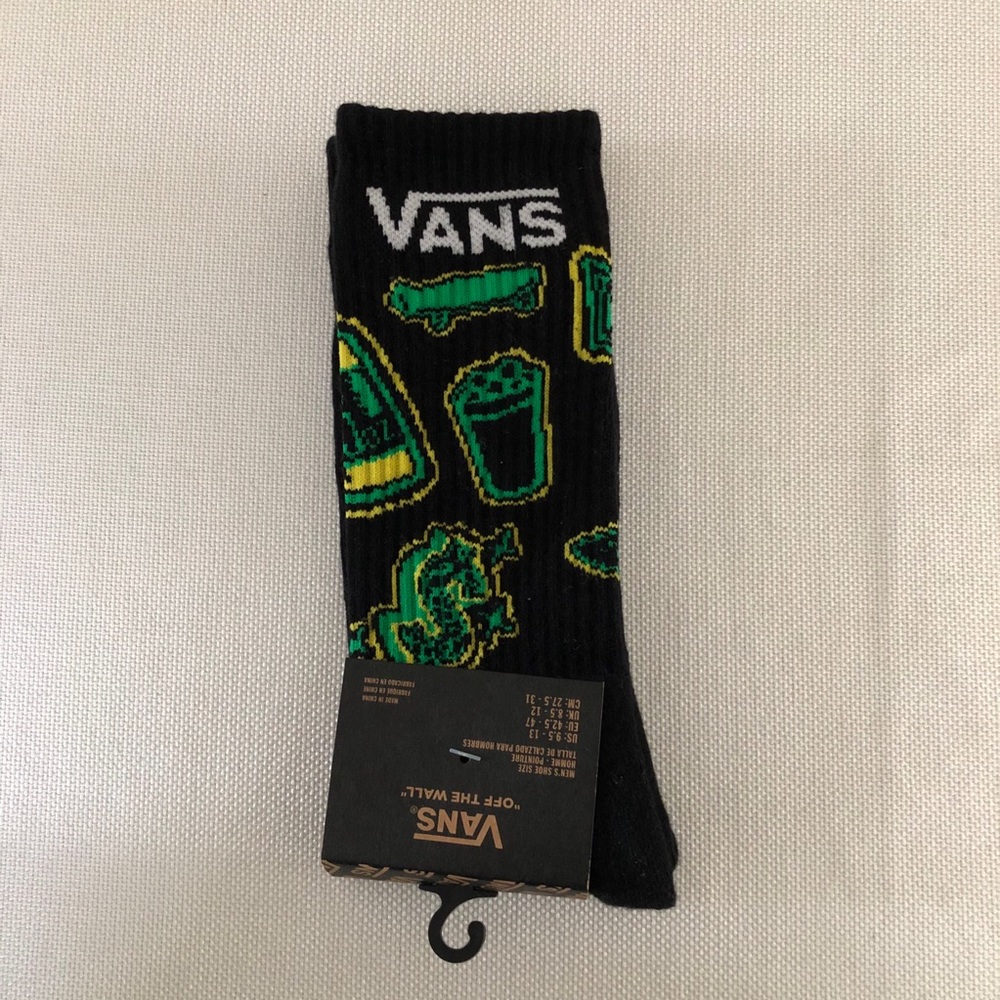 Vans Chicken & Waffles Socks Black Men's L 9 - 13